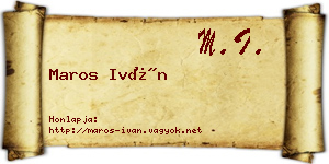 Maros Iván névjegykártya